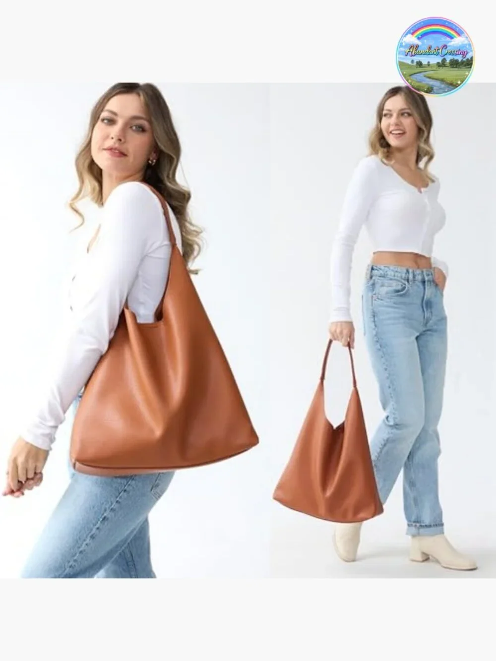Slouchy Hobo Shoulder Tote Vegan Leather Handbag Purse